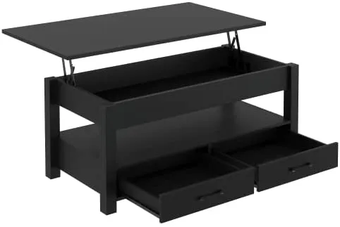 Rolanstar Coffee Table, Lift Top Coffee Table with Drawers and Hidden Compartment
