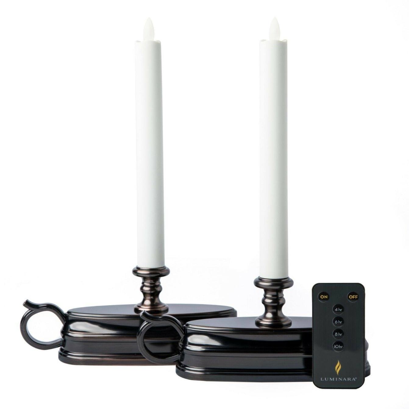 Luminara Set of 2 Colonial Window Candles with Remote - Metallic