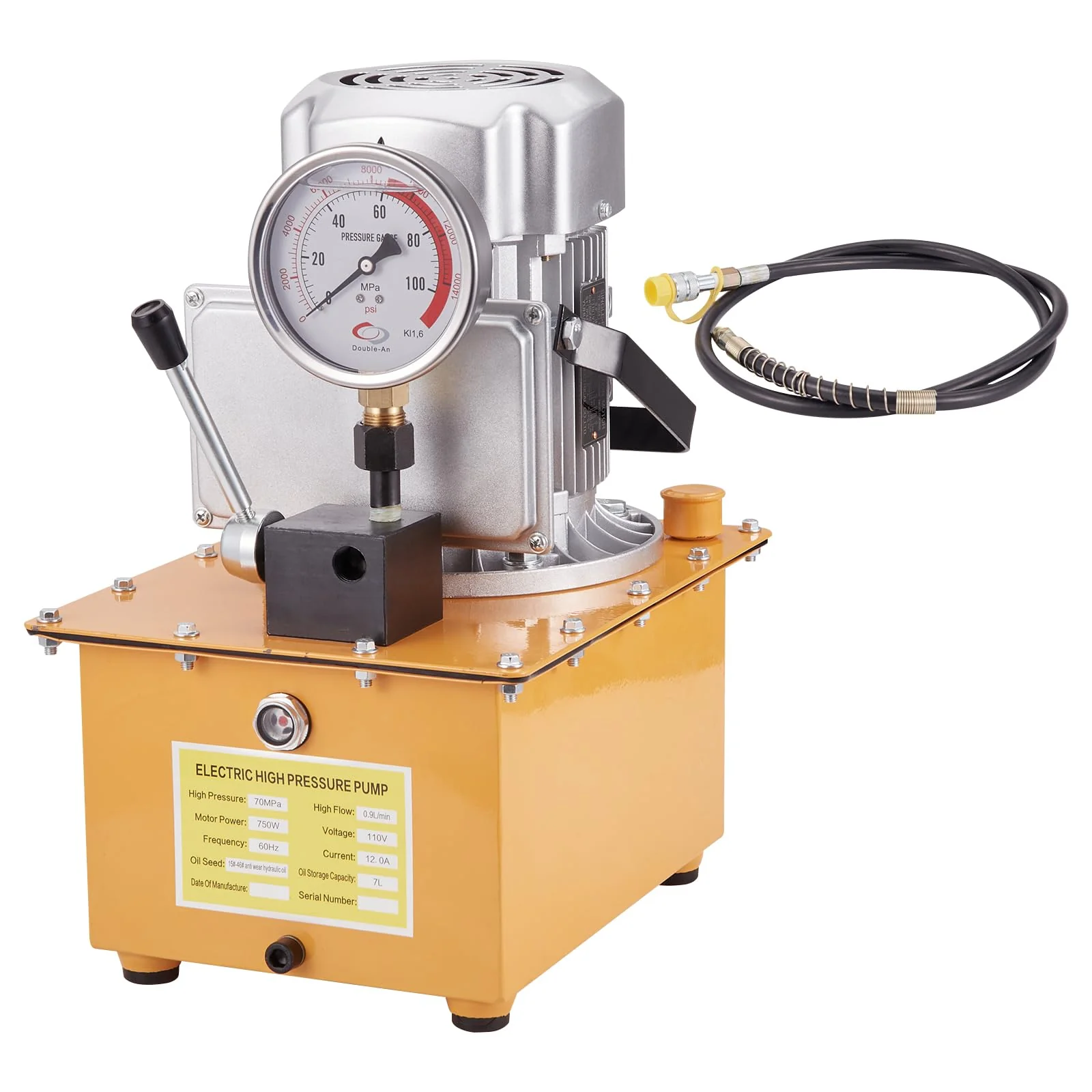 Garvee Electric Driven Hydraulic Pump 10000 Psi Manual Valve Hydraulic Power Unit 750W 110V Single Acting Hydraulic Electric Pump 8L Tank