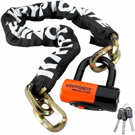 2026 Kryptonite New York 1210 Bike Chain Lock  3.25 Feet Long Heavy Duty Anti-Theft Sold Secure Gold Bicycle Chain Lock with Evolution Disc Lock and Keys for Ultimate Security E-Bike  Motorcycle  Scooter