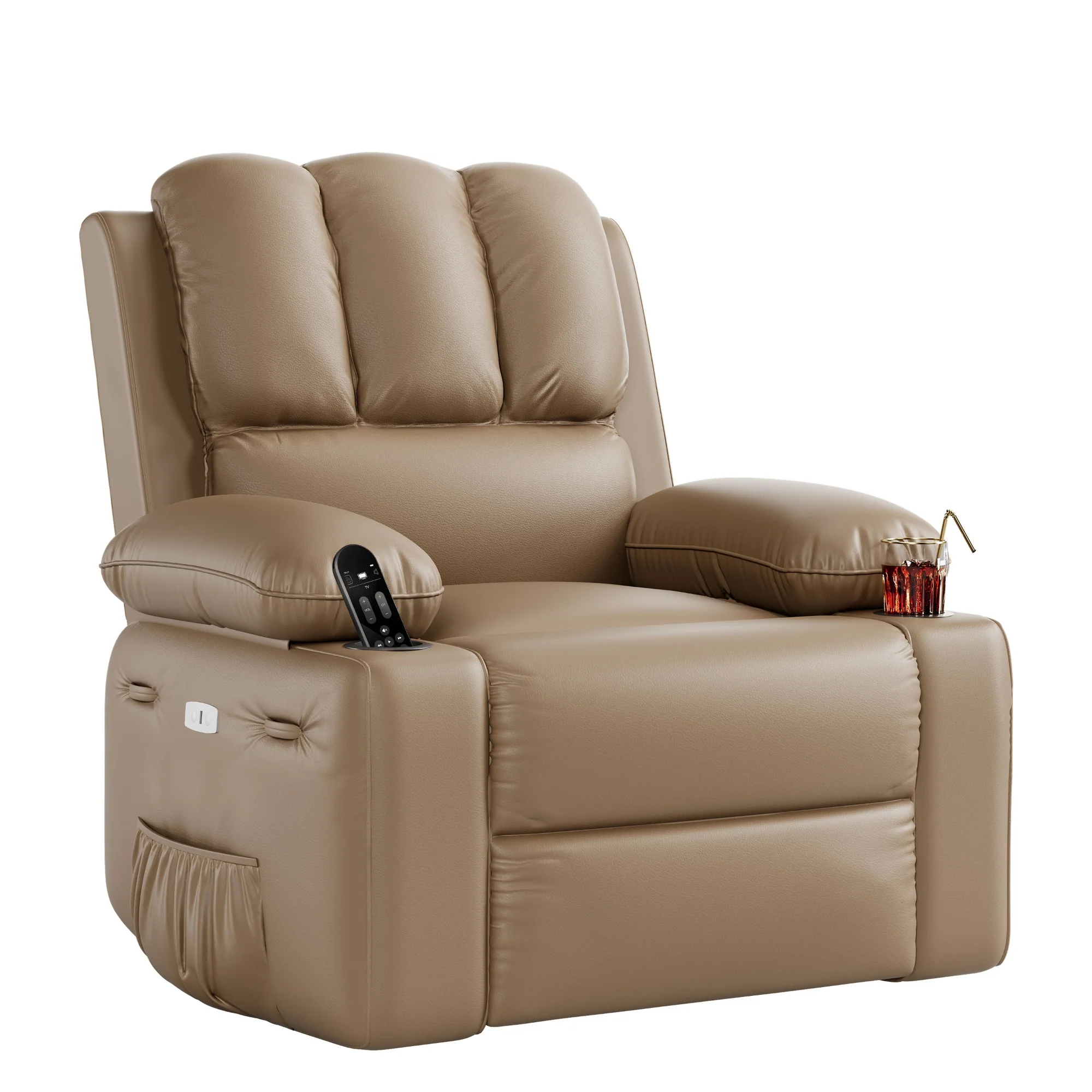 Garvee 27'' Width Electric Power Oversized Rocker Swivel Recliner Chair, USB Charger Lazy Boy for Adults, w/ Vibrating Massage and Heating, 1.5x Sponge Filling for Living Room, Bedroom and Nursery