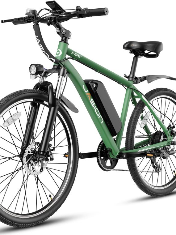 2026 Jasion EB5 Electric Bike for Adults with 360Wh Removable Battery, 40Miles 20MPH Commuting Electric Mountain Bike with 350W Brushless Motor, 7-Speed, 26′′ Tires and Front Fork Suspension