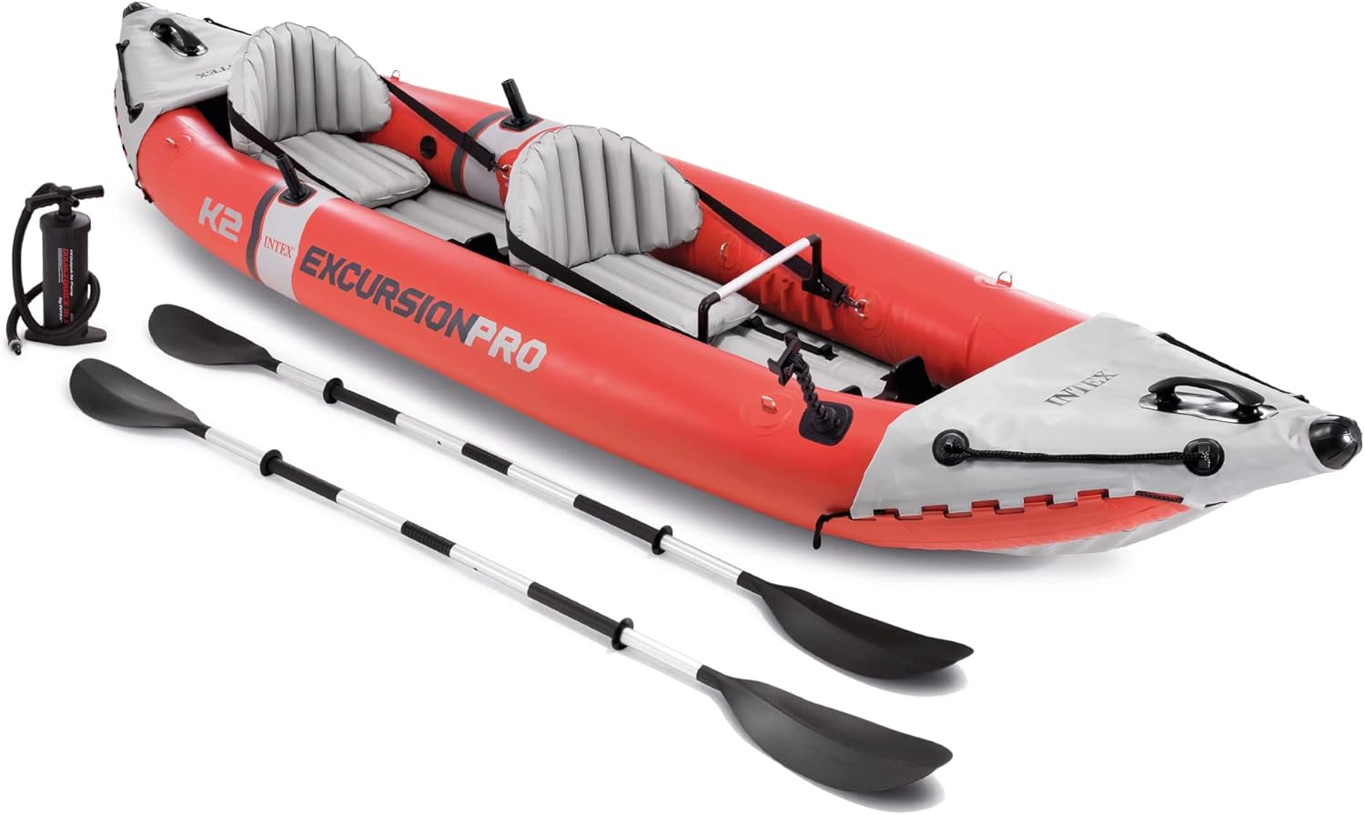 2026 INTEX Excursion Pro Inflatable Kayak Series: Includes Deluxe 86in Kayak Paddles and High-Output Pump – SuperTough PVC – Adjustable Bucket Seat – Fishing Rod Holders – Grab Handles