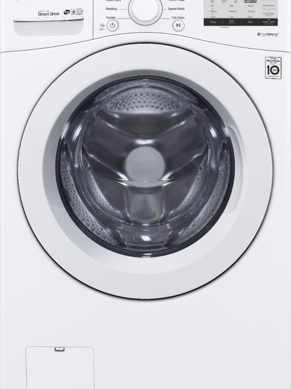 2026 LG – 4.5 Cu. Ft. High Efficiency Stackable Front-Load Washer with 6Motion Technology – White