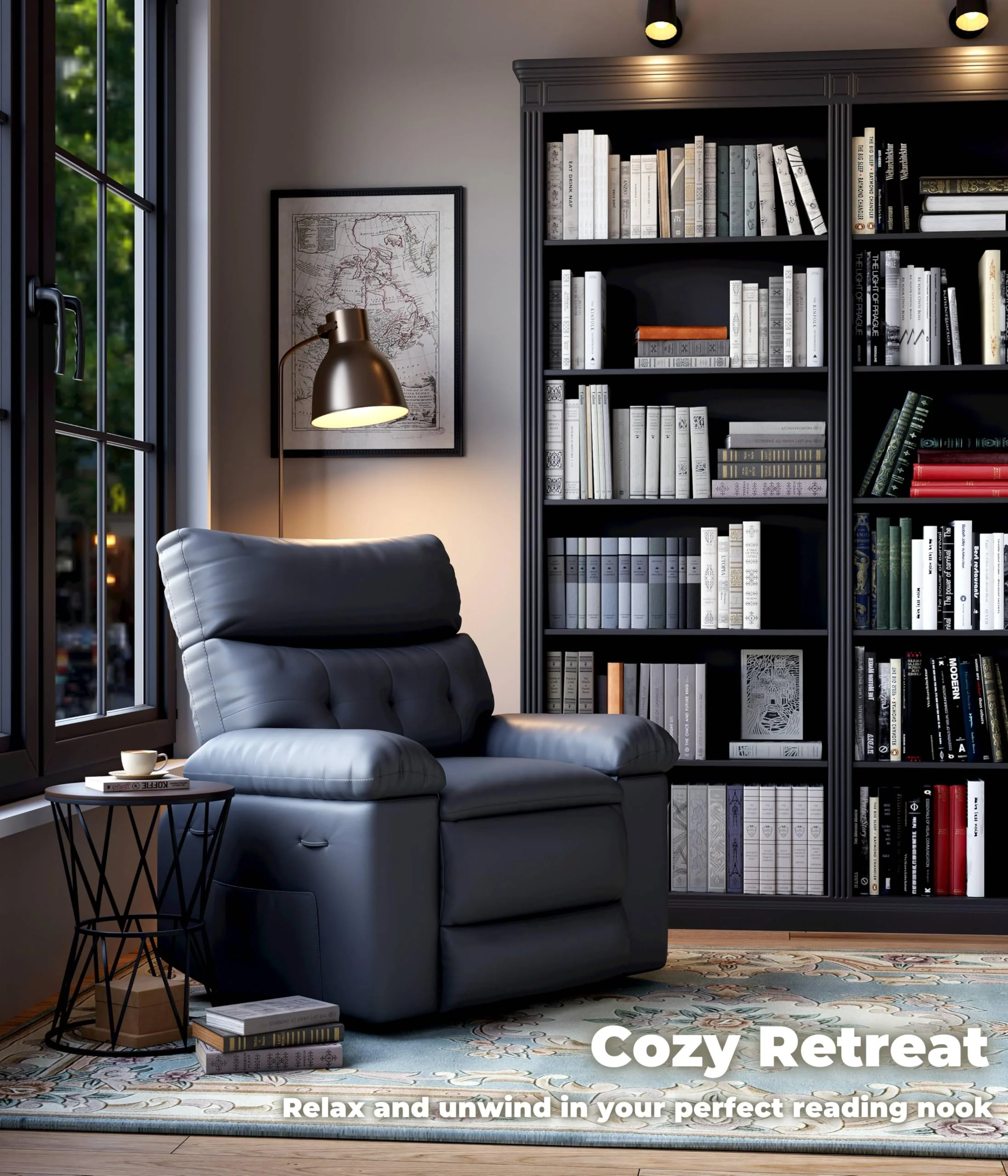 Garvee Oversized Wide Recliner Chair - Heat and Massage, PU Leather Large Manual Recliner for Adults, Ultimate Comfort Lazy Boy with 1.5X Sponge Filling and Easy Recline Mechanism for Relaxation
