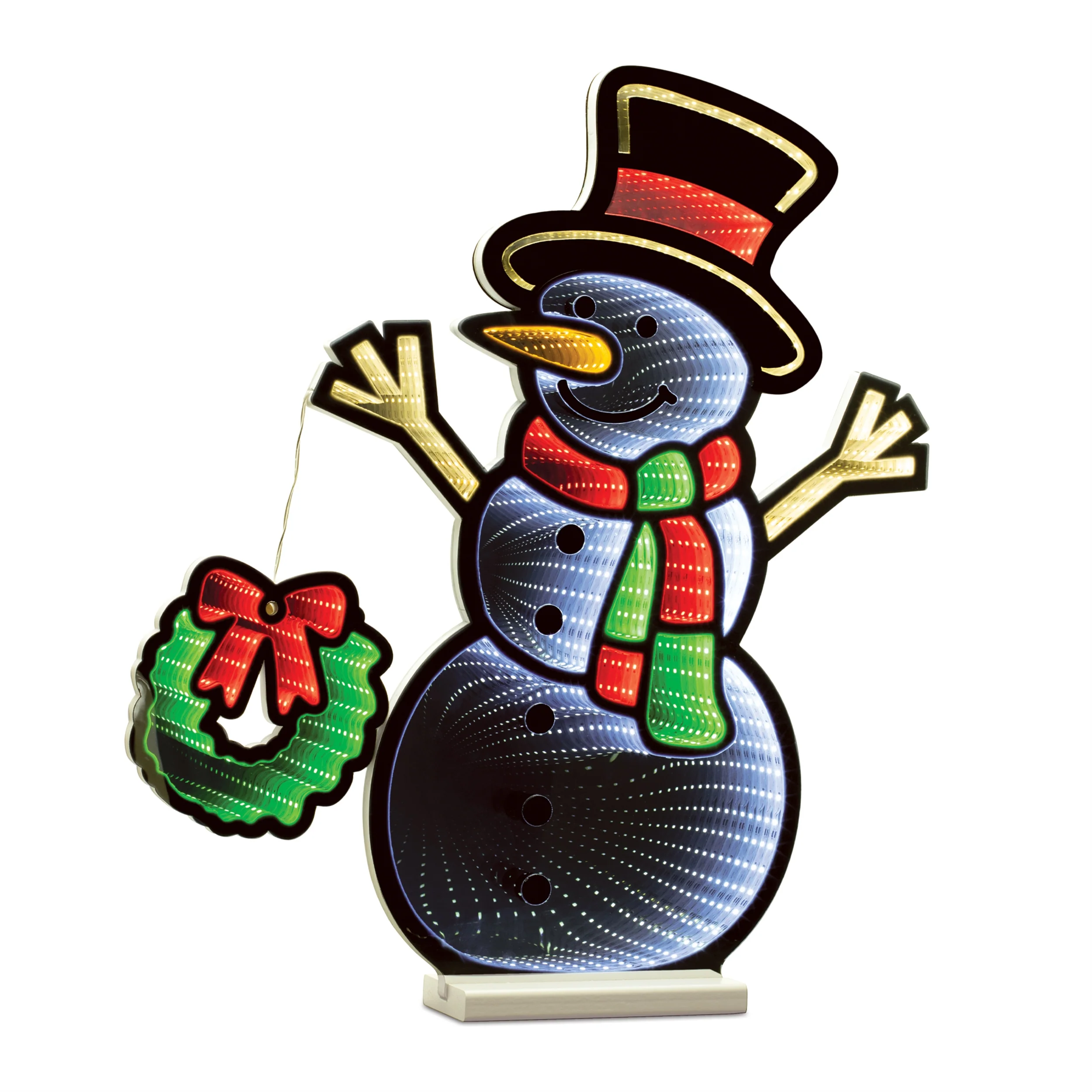 Snowman w/Wreath Infinity Light 23.5