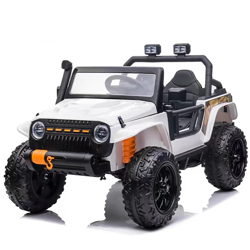 Garvee 24V 2 Seater Ride On Truck Car For Kid age 3 - 8 years, w/Remote Control, 4-Wheeler Suspension, 4x55W Powerful Engine, 4WD Battery Powered, LED Lights, Soft Braking - White