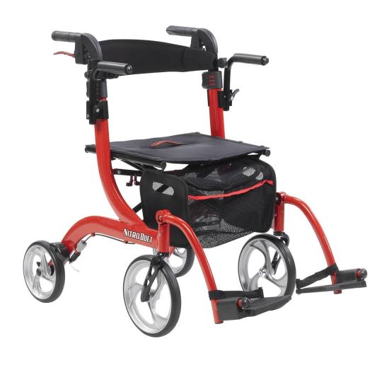 2026 Nitro Duet Rollator and Transport Chair, Red