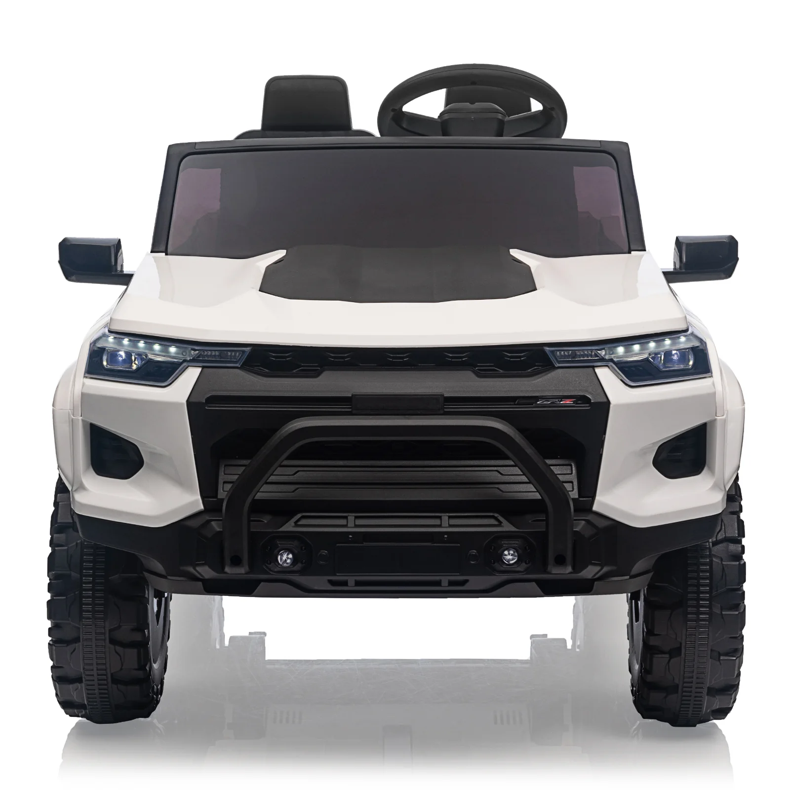 Garvee 24V Kids Ride On Car 2 Seater Electric Ride On Toy for Toddlers Battery Powered Truck Car With Remote Control, Battery Display, Handle, Trunk, LED Lights, Music (White)