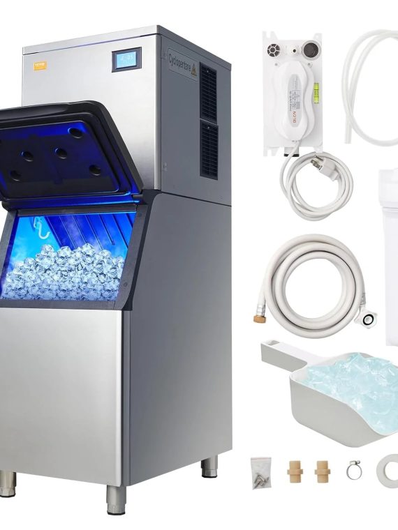 2026 VEVOR Commercial Ice Maker, 360LBS/24H Ice Making Machine with 330.7LBS Large Storage Bin