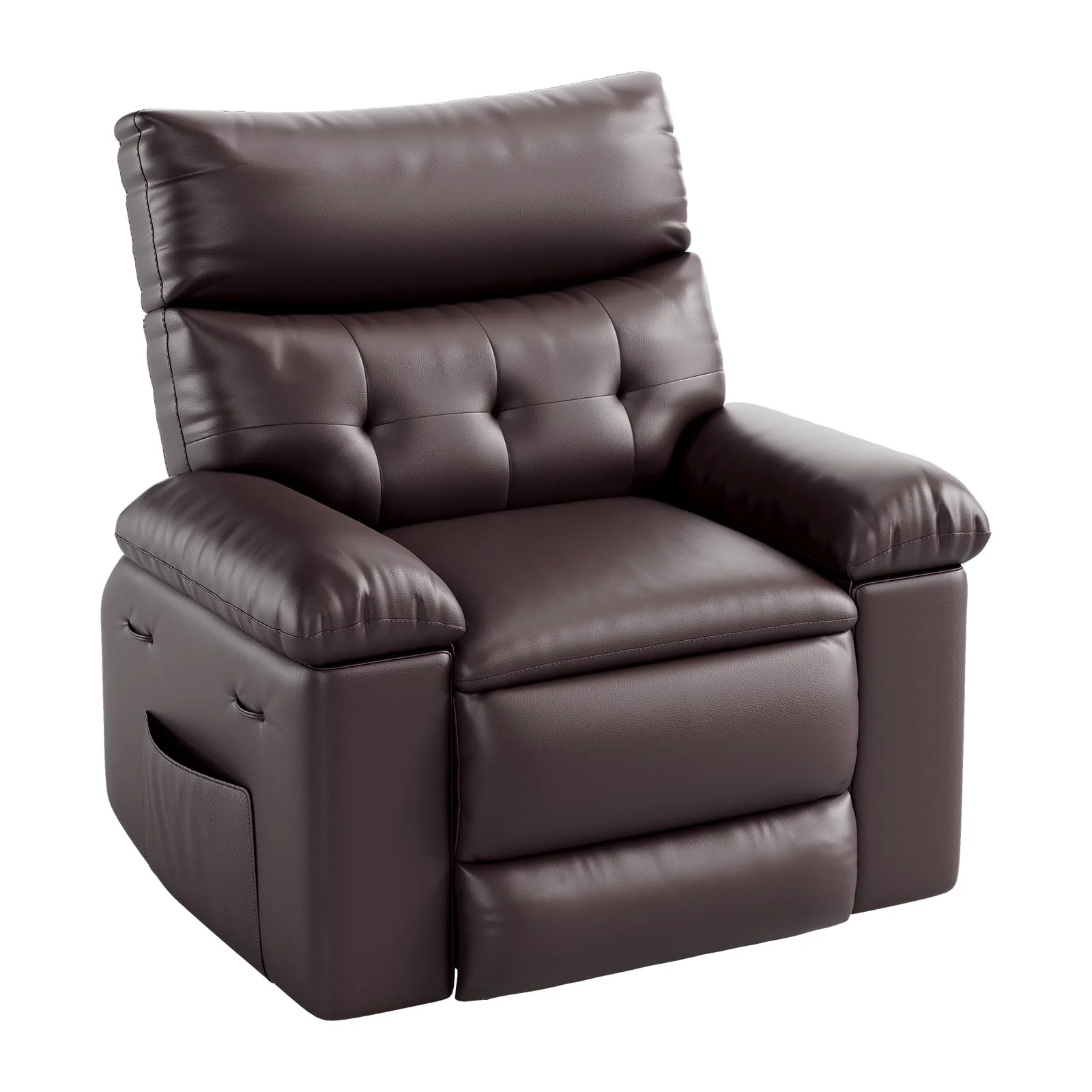 Garvee Swivel Massage Chair,Power Rocking Recliner Chair with Vibration and Heating,Overstuffed Faux Leather Single Sofa Chair,Home Rocking Glider Chairs for Living Room,Coffee
