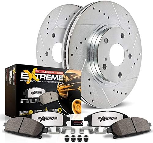 2026 Power Stop K137-36 Front Z36 Truck & Tow Brake Kit  Carbon Fiber Ceramic Brake Pads and Drilled and Slotted Brake Rotors For Toyota 4Runner FJ Cruiser Tacoma 6 Lug