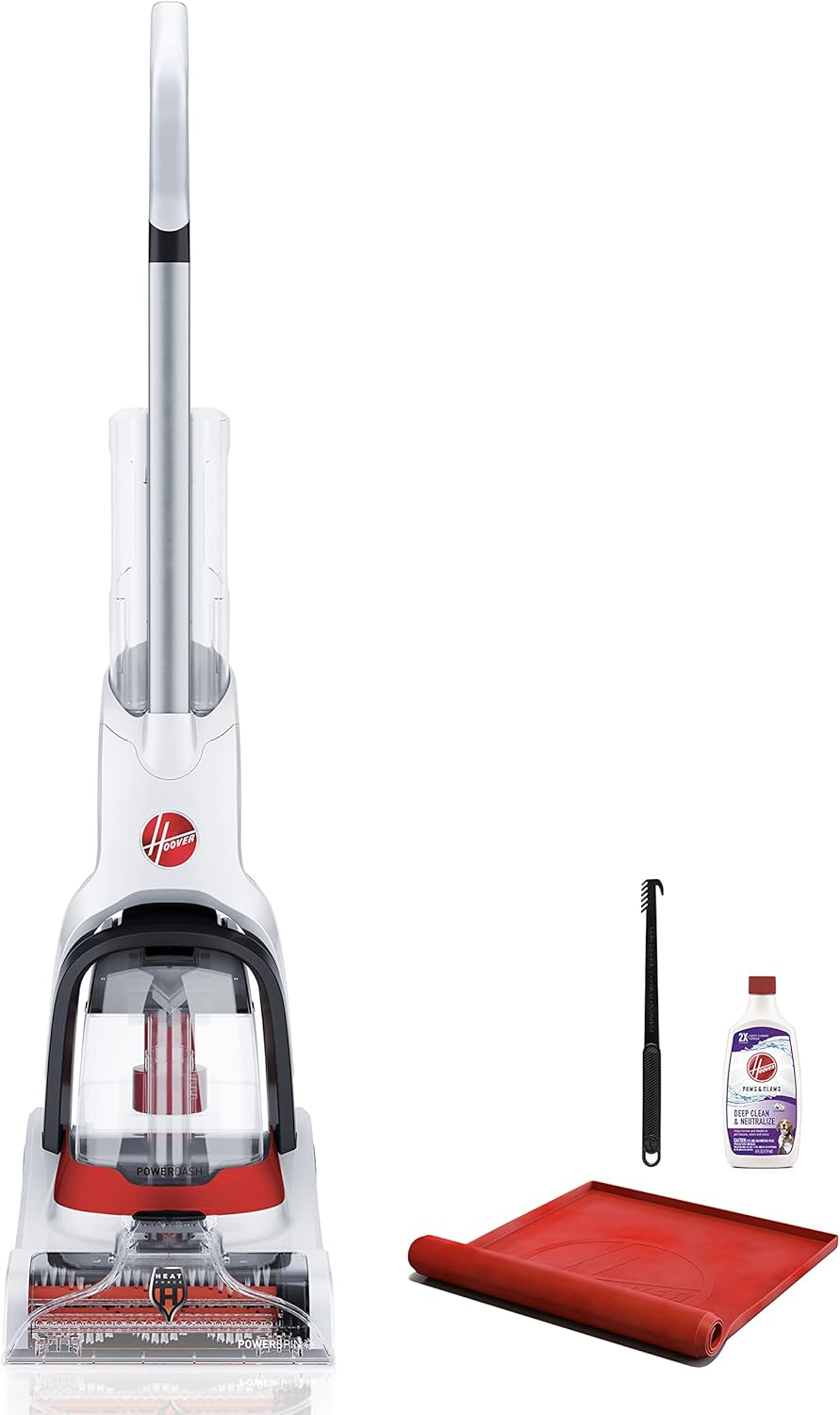 2026 Hoover PowerDash Pet+ Compact Carpet Cleaner Machine with Storage Mat  Lightweight  Powerful Pet Stain Remover and Deodorizer  Carpet Shampooer  FH50704V  White