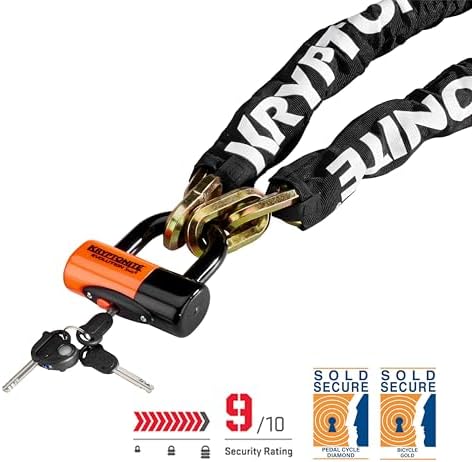 2026 Kryptonite New York 1210 Bike Chain Lock  3.25 Feet Long Heavy Duty Anti-Theft Sold Secure Gold Bicycle Chain Lock with Evolution Disc Lock and Keys for Ultimate Security E-Bike  Motorcycle  Scooter