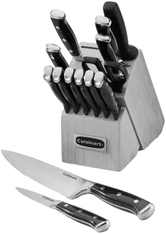 Cuisinart C77WTR-15P Classic Forged Triple Rivet, 15-Piece Knife Set, White
