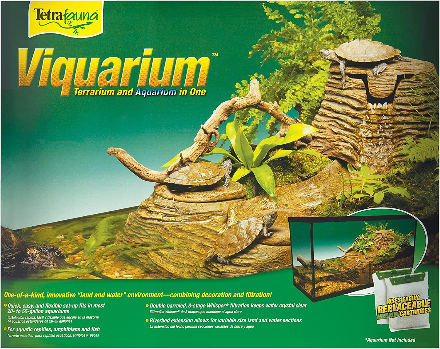 2026 TetraFauna Viqaquarium, All-In-One Terrarium And aquarium, Ideal For Aquatic Reptiles And Amphibians, 20-55 gal