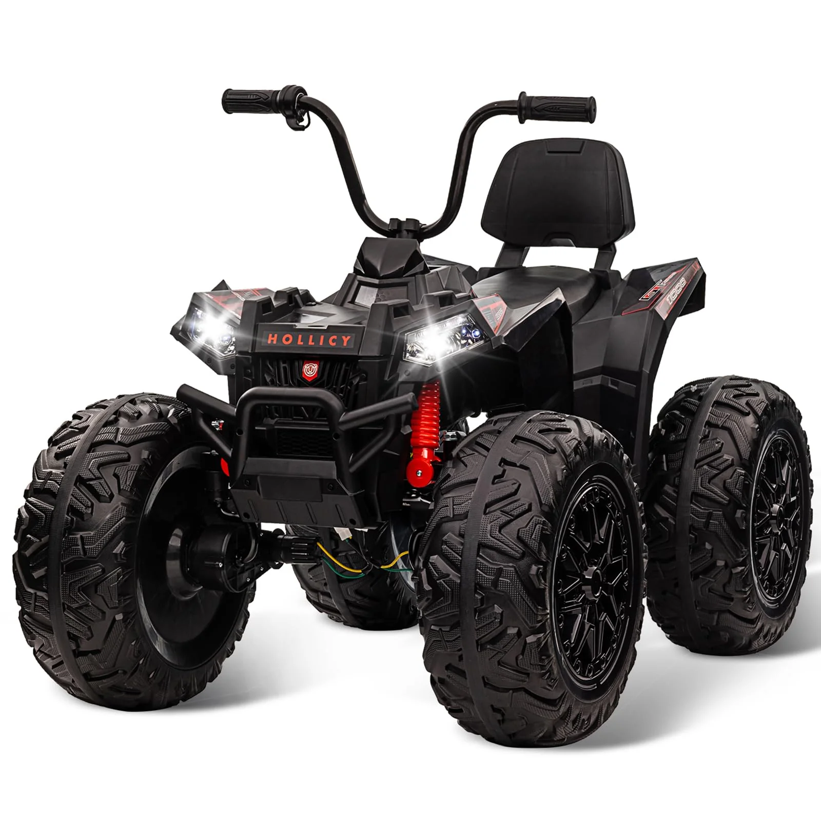 Garvee 24V Kids ATV, Ride on Car 4WD Quad Electric Vehicle, 4x80W Powerful Engine, with 7AHx2 Large Battery, Accelerator Handle, EVA Tire, Full Metal Suspension, LED Light, Bluetooth&Music - Blake