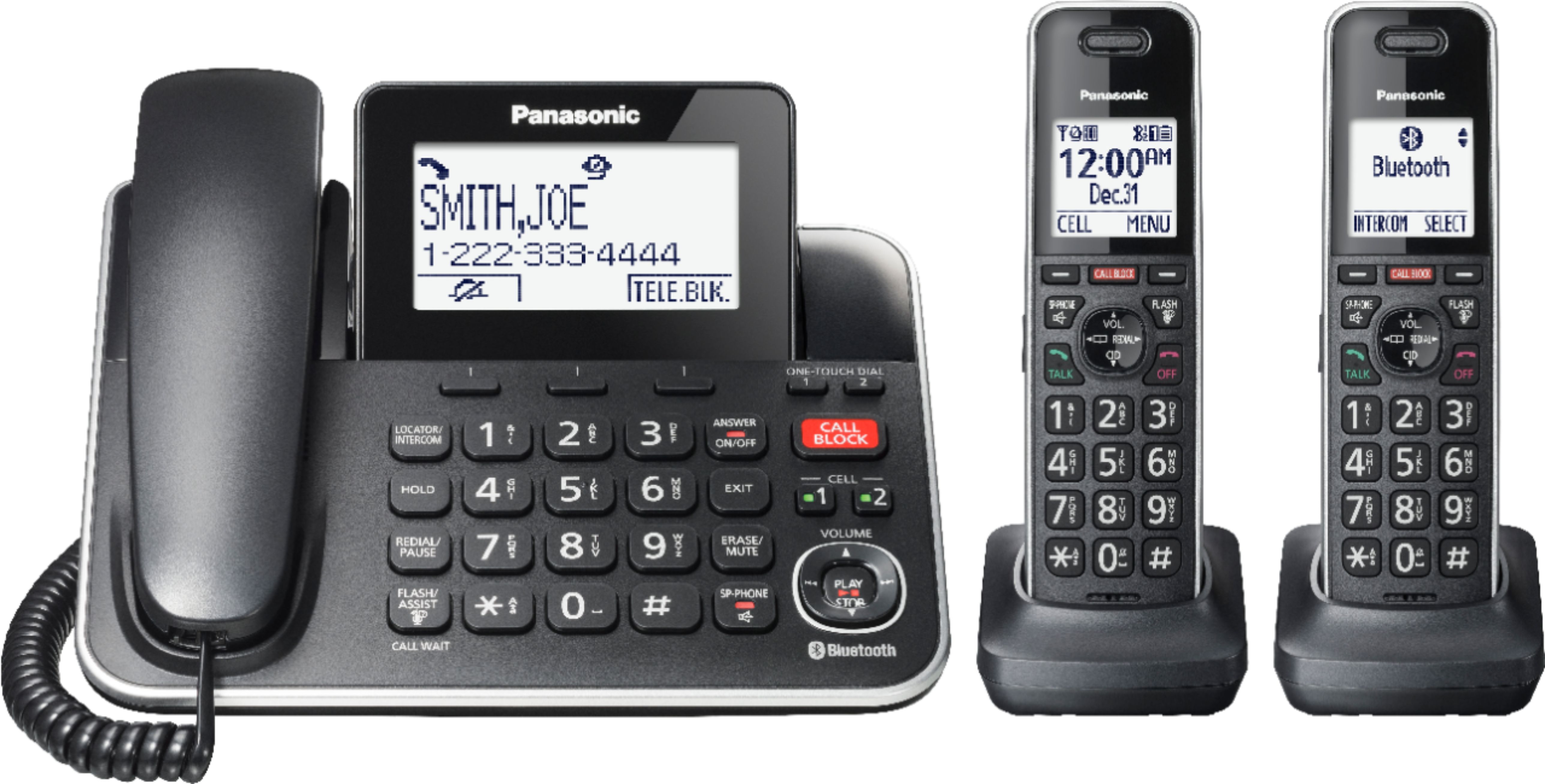 2026 Panasonic – KX-TGF882B Link2Cell DECT 6.0 Expandable Corded/Cordless Phone with Digital Answering System and Smart Call Blocker – Black
