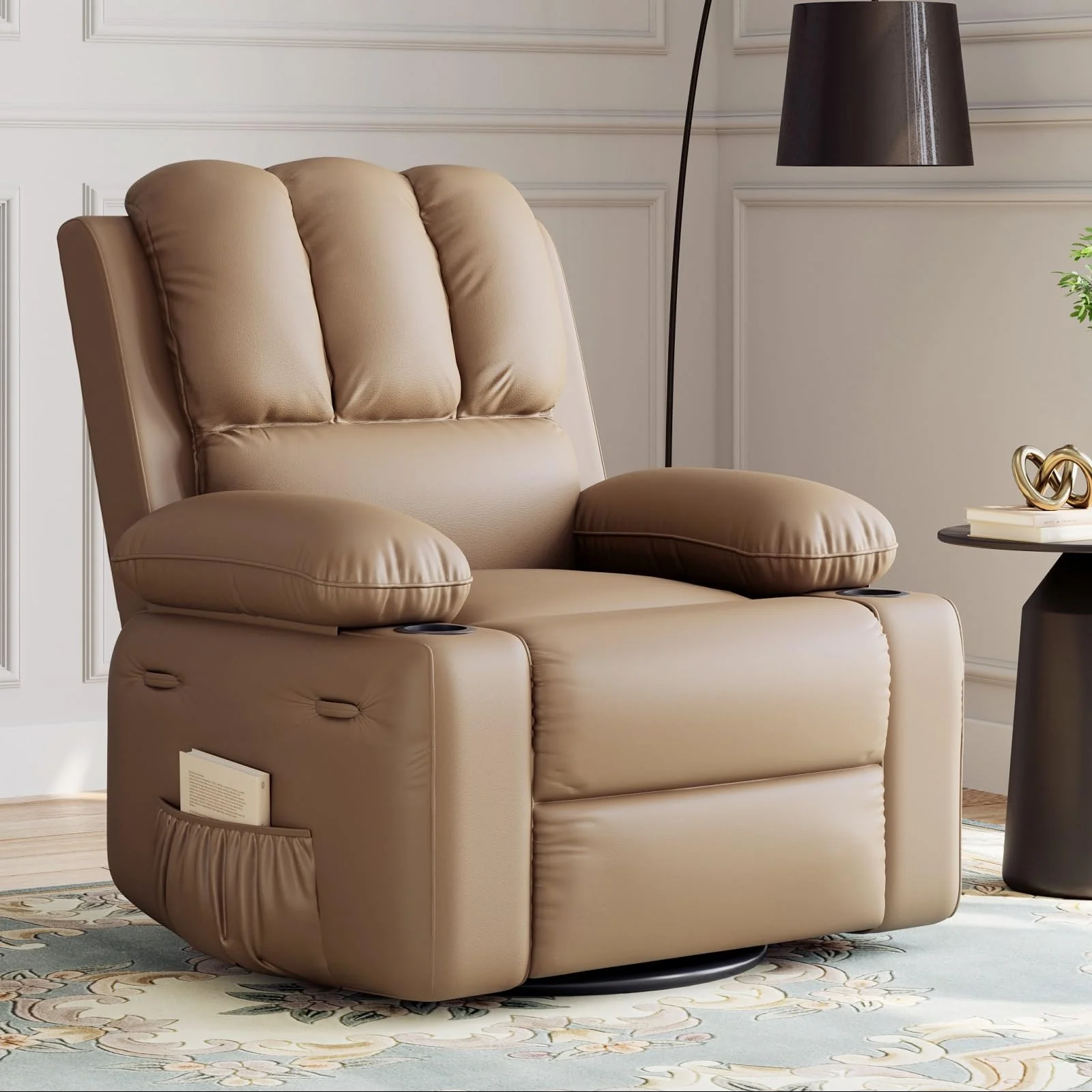 Garvee 27'' Recliner Chair Oversized, Manual Recliner for Adults, Lazy Boy with 1.5x Sponge Filling, Cup Holder, and Retractable Armrests, for Living Rooms, Bedrooms, and Nurseries