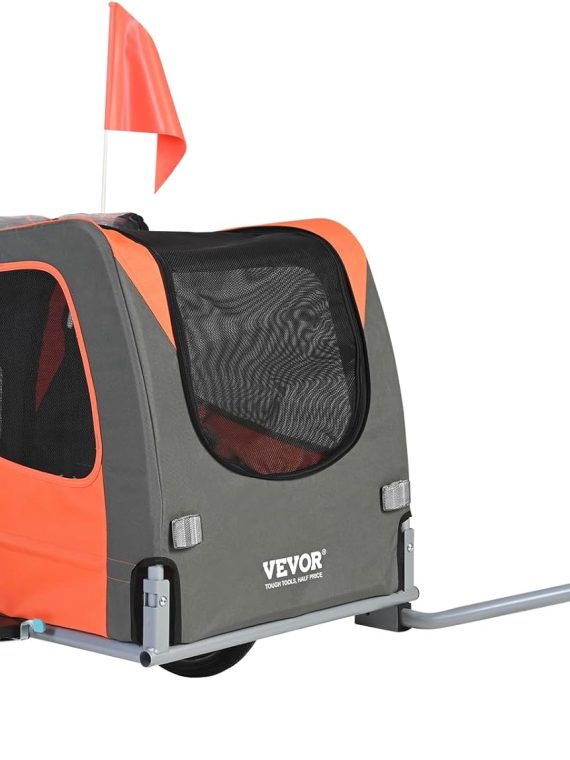 2026 VEVOR Dog Bike Trailer  Supports up to 66/88/100 lbs  Pet Cart Bicycle Carrier  Easy Folding Frame with Quick Release Wheels  Universal Bicycle Coupler  Reflectors  Flag  Collapsible to Store