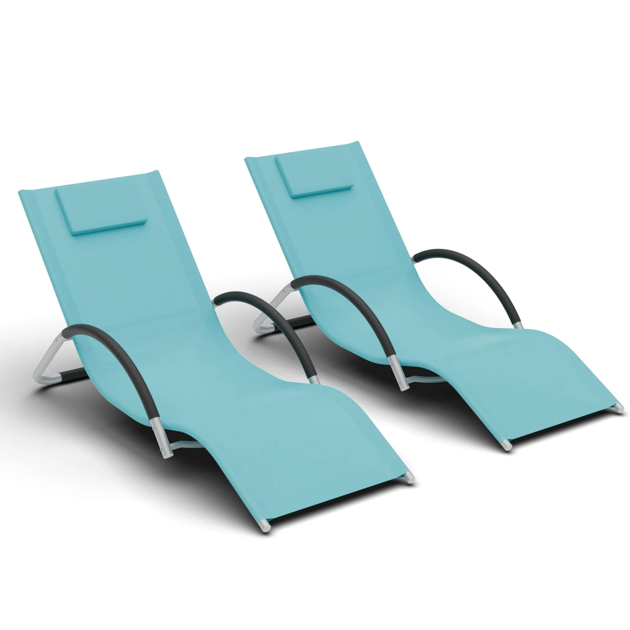 Garvee Patio Chaise Lounge Set of 2 - Outdoor Pool Lounge Chair Beach Sunbathing Lawn Lounger Recliner Chair, Backrest Tanning Chairs with Arm for All Weather, Poolside, Deck, Balcony, Backyard