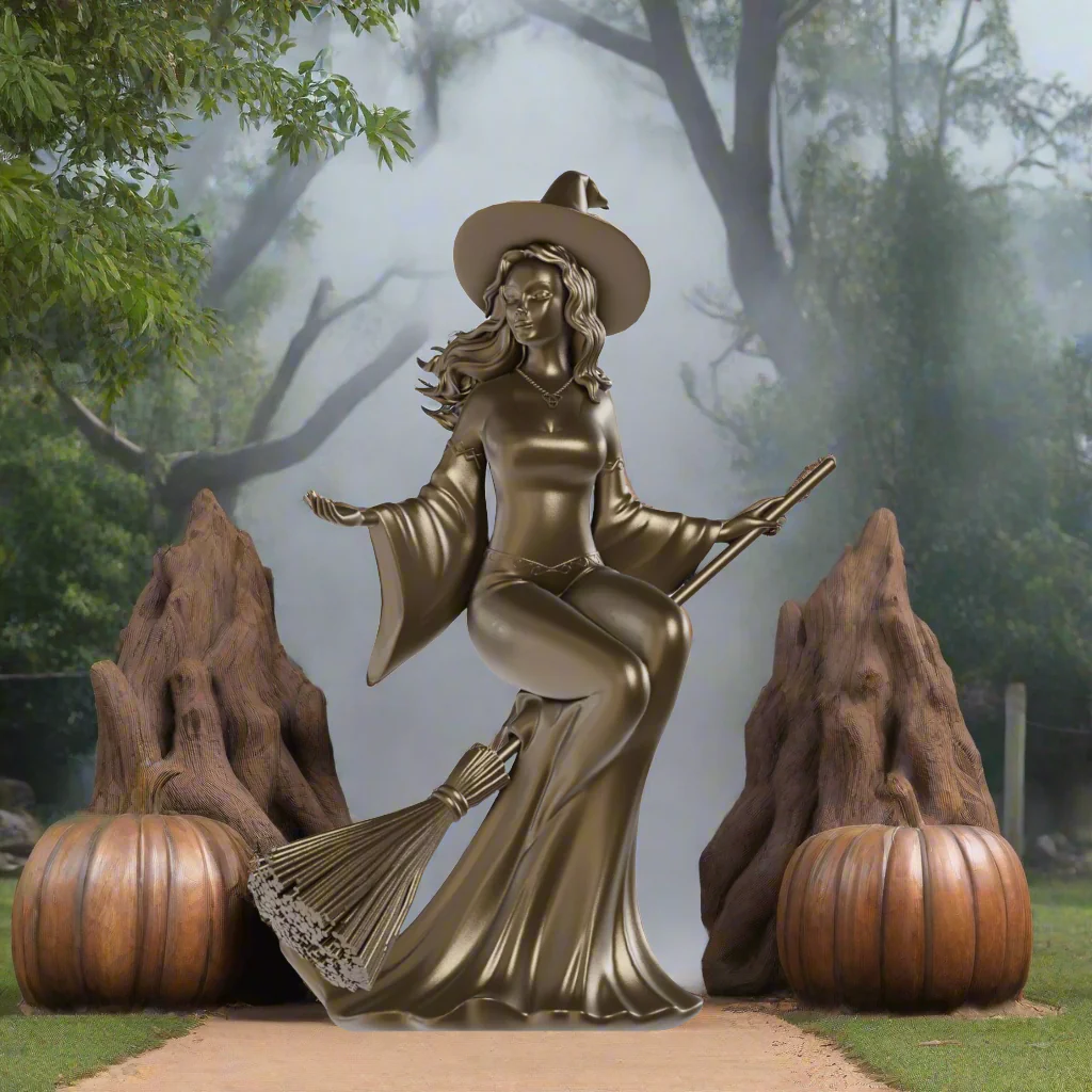 Witch Riding a Broom (Bronze)
