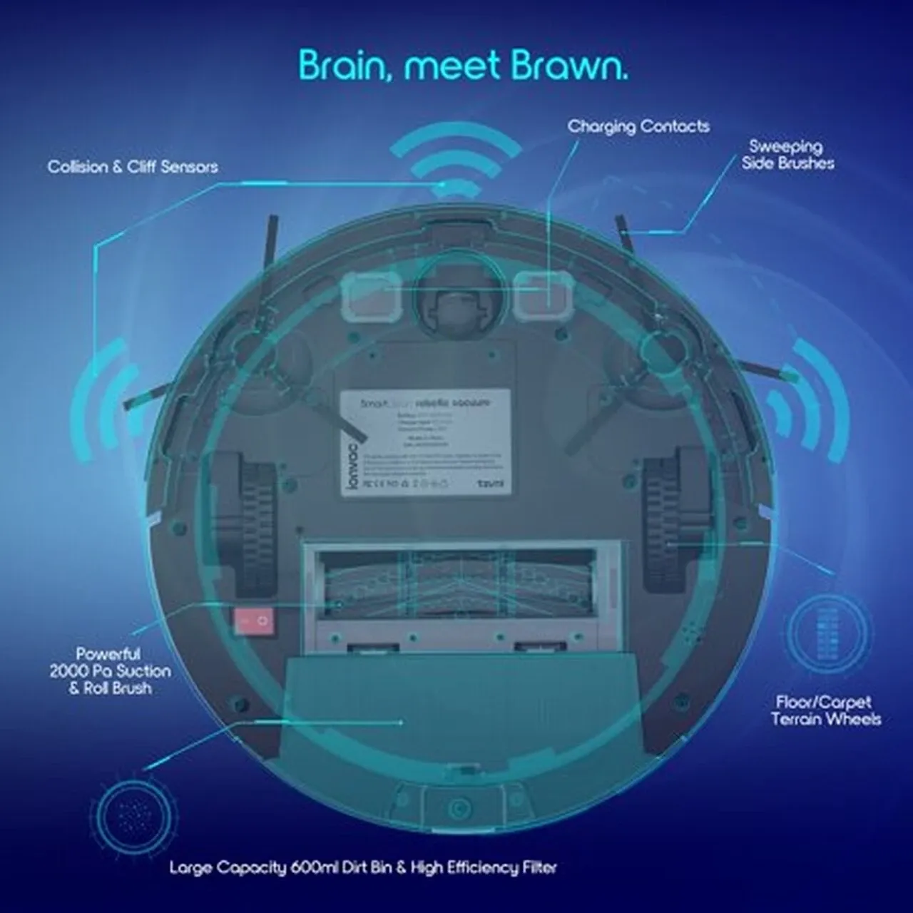 Ionvac Smartclean 2000 Robovac – Hardwood & Carpet Smart Robotic Vacuum, Controlled via Mobile App or Voice Activated Commands