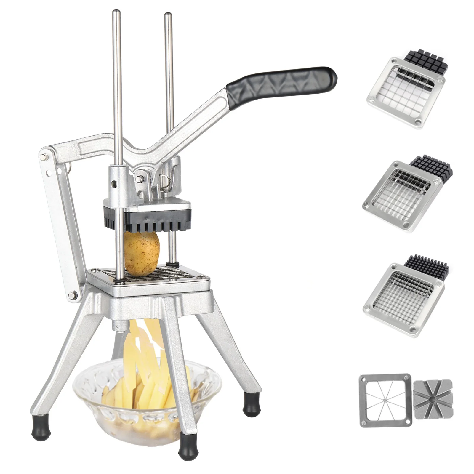 Lever Style Commercial French Fry Cutter with 4 Sizes Blades