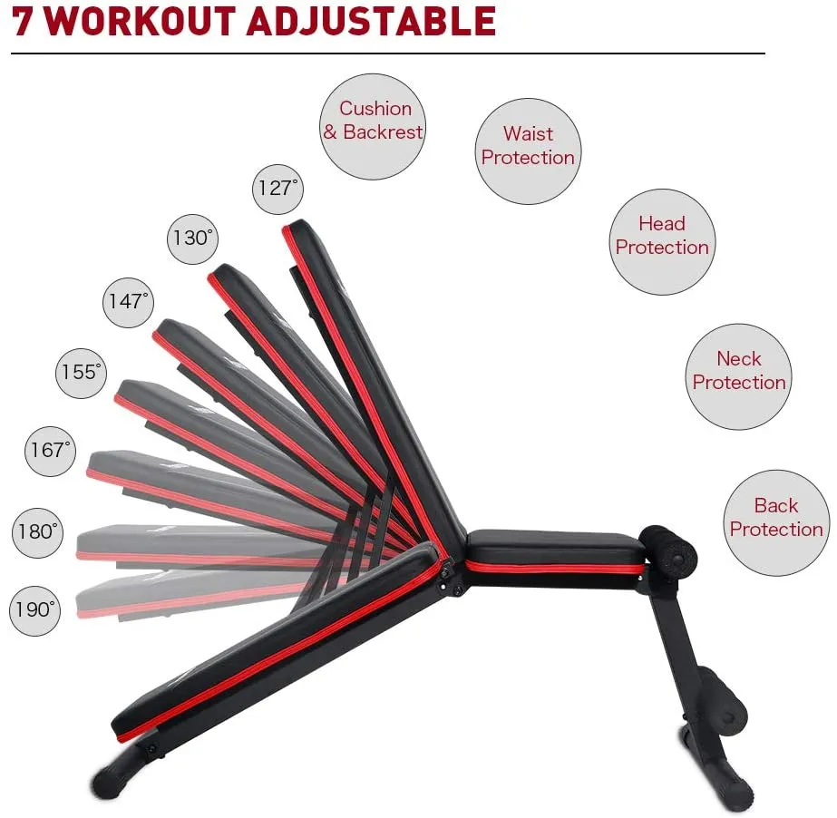 PASYOU Adjustable Weight Bench Full Body Workout Multi-Purpose