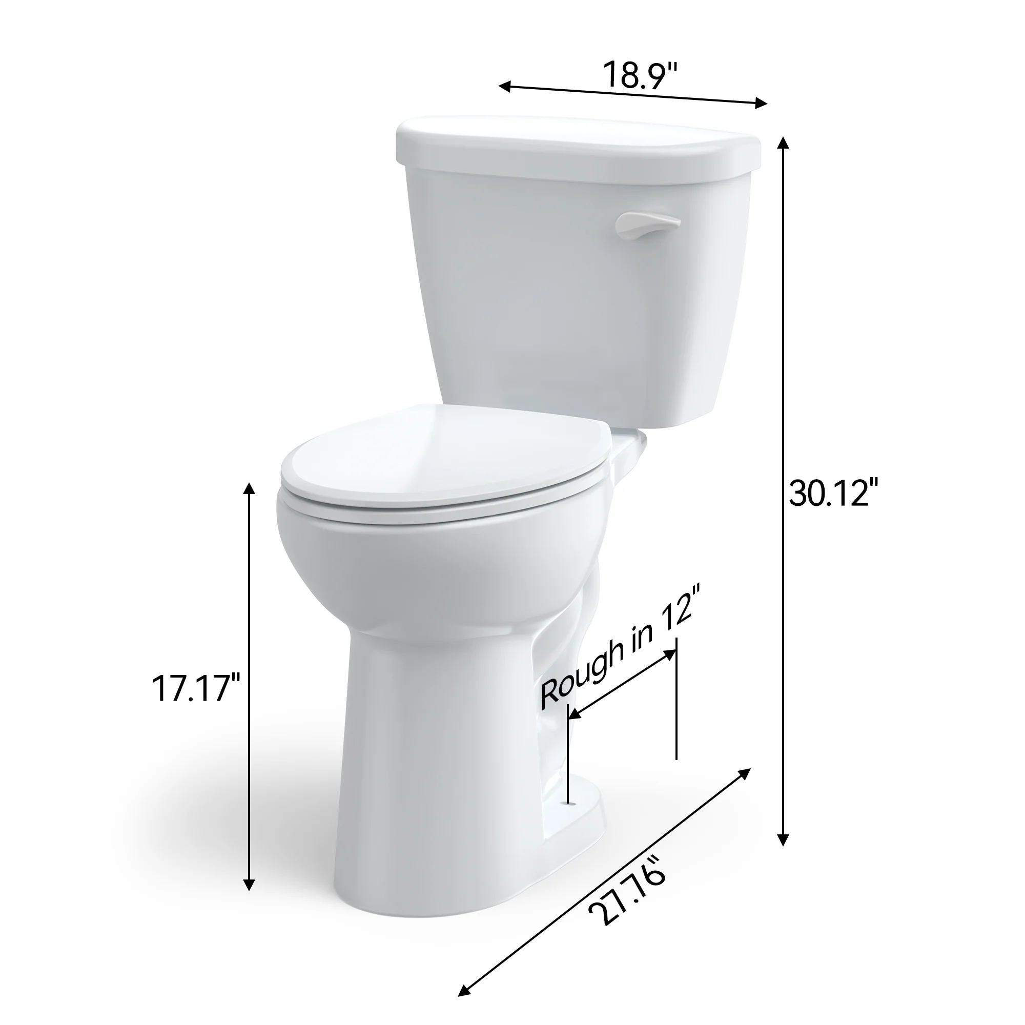 Garvee Two-Piece Elongated Toilet, 17
