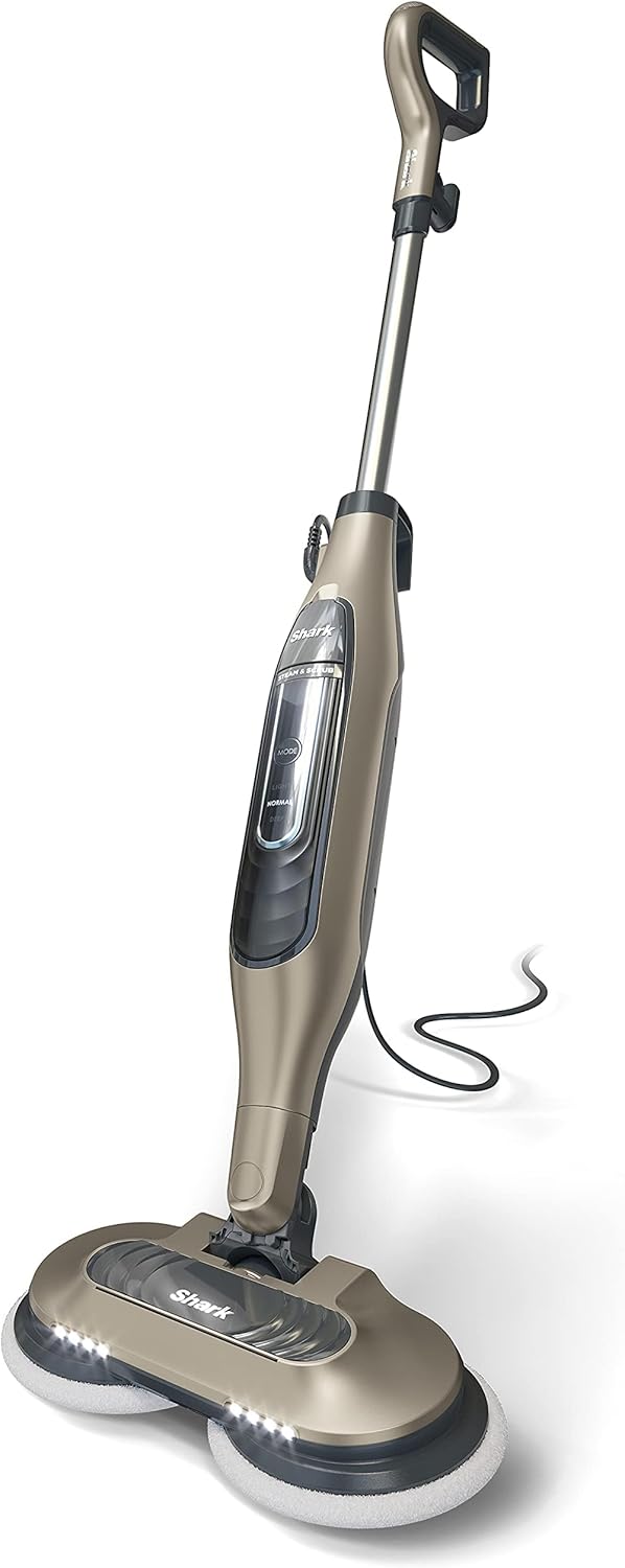 2026 Shark S7001 Mop  Scrub & Sanitize at The Same Time  Designed for Hard Floors  with 4 Dirt Grip Soft Scrub Washable Pads  3 Steam Modes & LED Headlights  Gold
