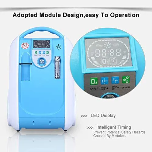 COXTOD Portable 1-5L Ox-ygen Generator O2 Concentrator Home Travel Air Purifier Machine Blue