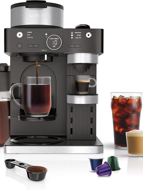 2026 Ninja CFN601 Espresso & Coffee Barista System  3 Espresso Brew Styles  Single-Serve Coffee & Nespresso Capsule Compatible  12-Cup Carafe  Built-in Frother  Espresso  Cappuccino & Latte Maker – Black