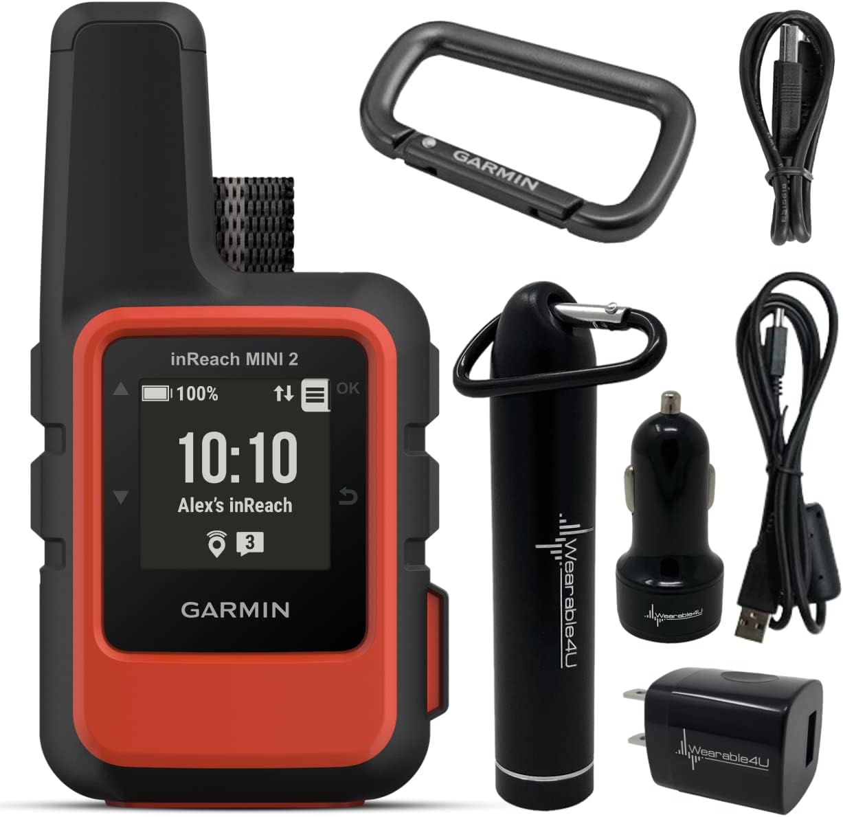 2026 Wearable4U – Garmin inReach Mini 2 Satellite Communicator (Flame Red) with Power Pack Bundle