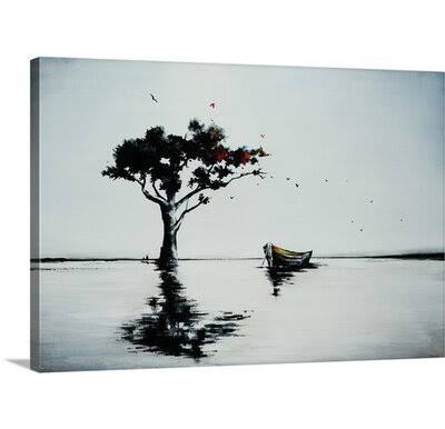 2026 &Reflective Pools III& Angelinamarie Painting Print Winston Porter Format: Canvas, Size: 24x22 H x 36x22 W x 1.5x22 D