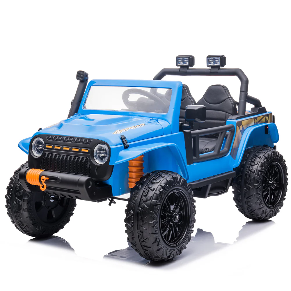Garvee 24V 2 Seater Ride On Truck Car For Kid age 3 - 8 years, w/Remote Control, 4-Wheeler Suspension, 4x55W Powerful Engine, 4WD Battery Powered, LED Lights, Soft Braking - Blue