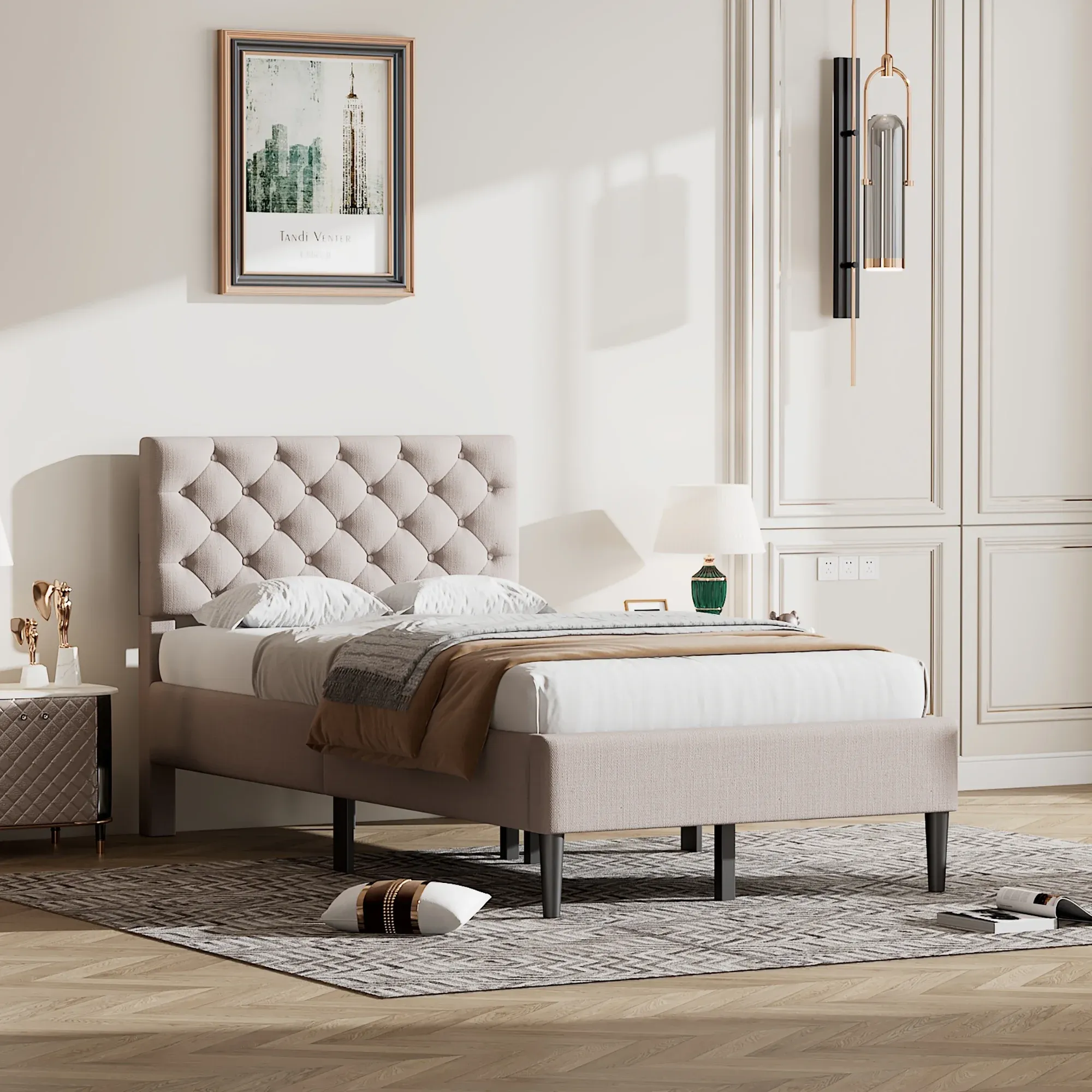 Button-Tufted Platform Bed - Twin Size - Upgrade Your Bedroom