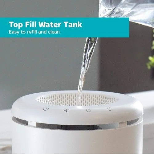 NOMA 4L Evaporative Humidifier with Adjustable Mist Mode and Auto Shut-Off | Top Fill Air Humidifier with Humidistat for Large Rooms