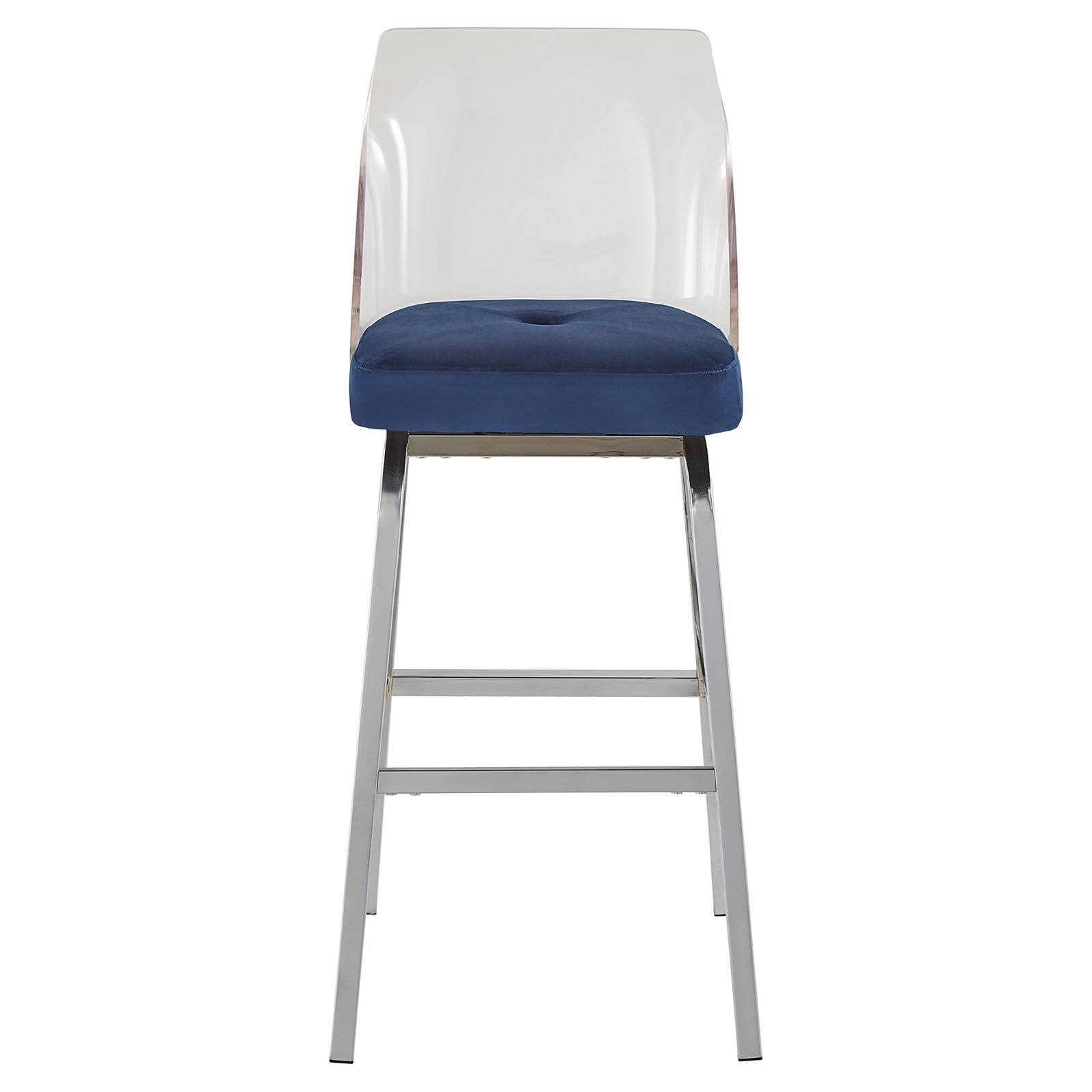 2026 Weston Home Vanda Velvet and Acrylic 29 in. Swivel Counter Stool - Set of 2, Blue