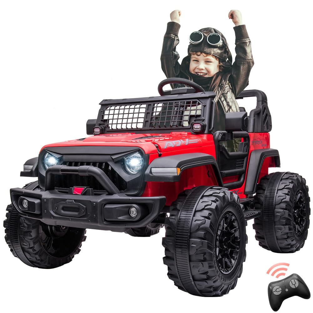 Garvee 24V Kids Ride-on Truck with Parental Remote Control, Battery Powered Ride on Car for Boys Girls 3-6 Yrs, Red