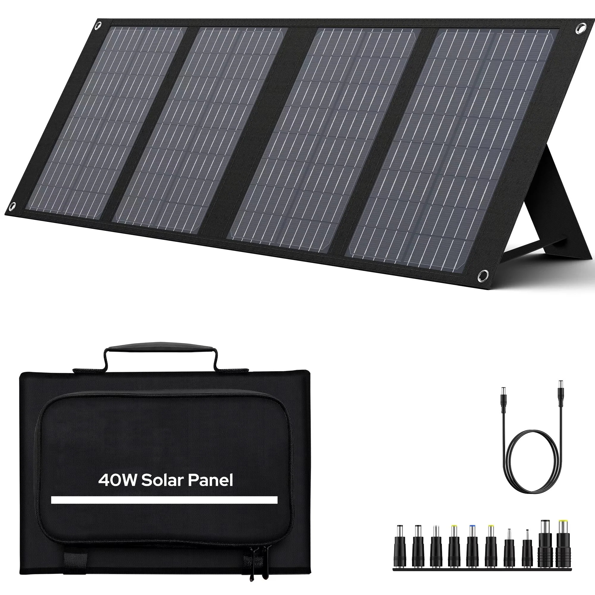 Foldable Portable Solar Panel Charger 100W, 60W, 40W with USB and DC Output 鈥?Waterproof for Power Stations