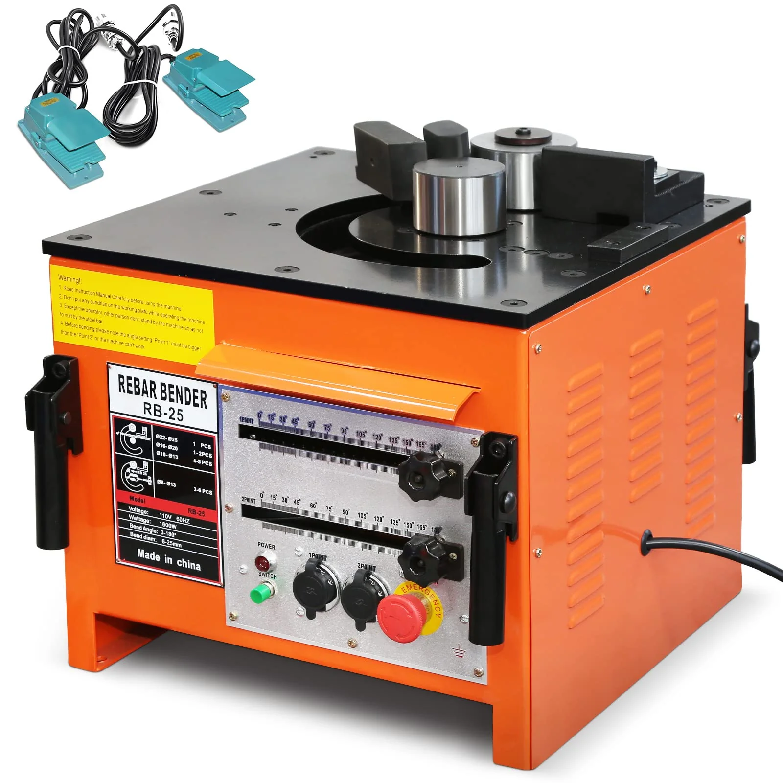 Garvee 1600W Electric Rebar Bender Machine up to 1 inch with Our Electric Bender - Achieve 0-180° Angles, Operate with Convenient Foot Pedal Switch & from Powerful Motor