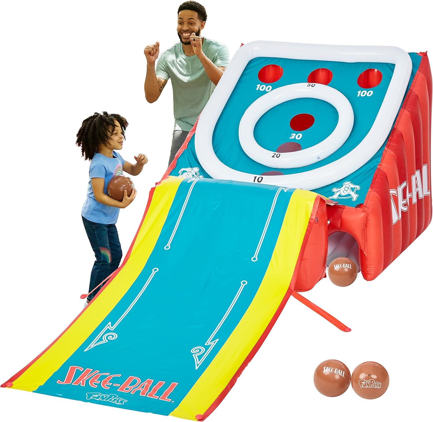 2026 Skee-Ball Game for Kids and Adults  Giant Inflatable Game  11 Feet Long  includes 4 Balls and Electric Air Pump  Indoor and Outdoor Games for Adults and Family  Skee-Ball Arcade Game for Home  Toys