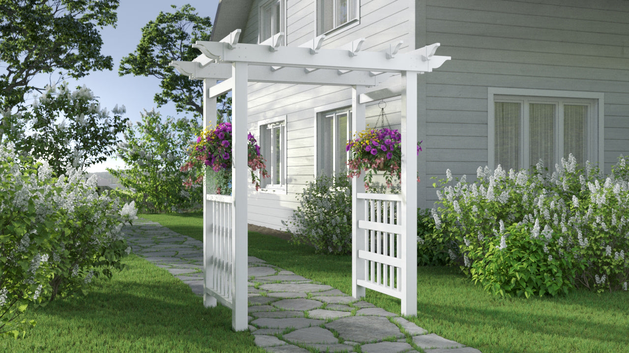 2026 Vita 63′′L x 46′′W x 91′′H Springport Vinyl Arbor, White, VA68146