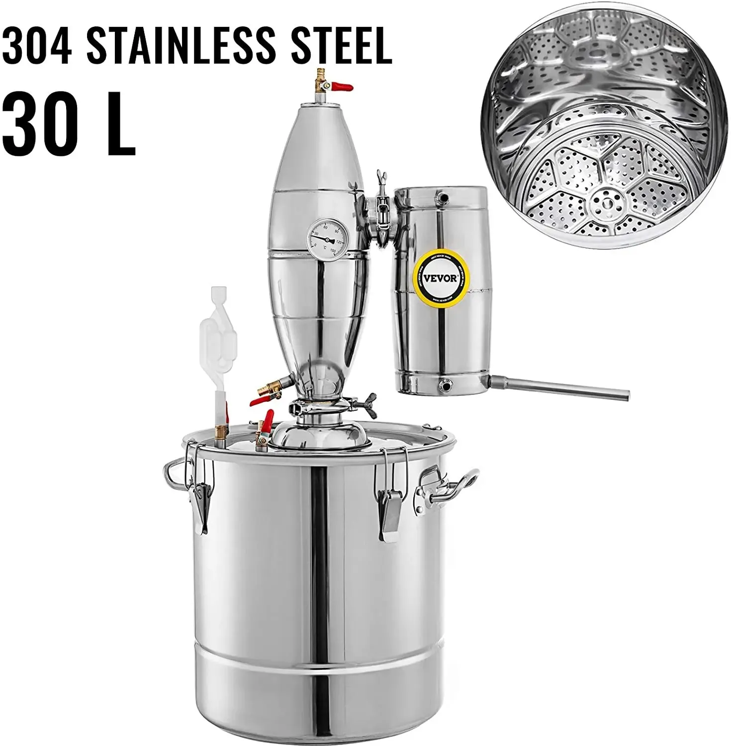 Alcohol Distiller Moonshine Still Wine Making Boiler 30L 7.9Gal Home Kit with Thermometer