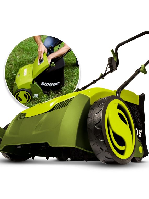 2026 Sun Joe AJ801E 12-Amp, Electric Dethatcher and Scarifier w/Removeable 8-Gallon Collection Bag, 5-Position Height Adjustment, Airboost Technology Increases Lawn Health, 13 inch, Green
