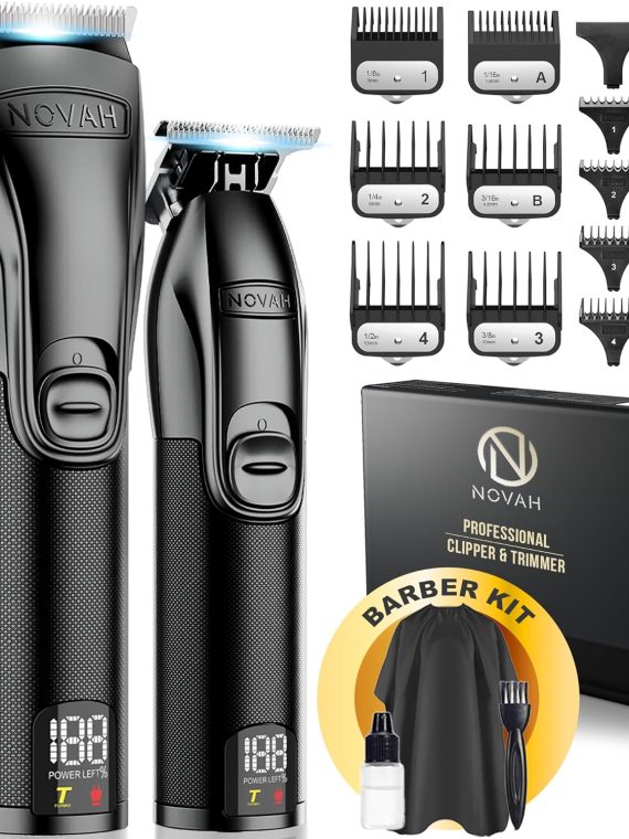 2026 NOVAH® Professional Hair Clippers for Men  Professional Barber Clippers and Trimmer Set  Mens Cordless Hair Clippers for Barbers Haircut Kit Fade