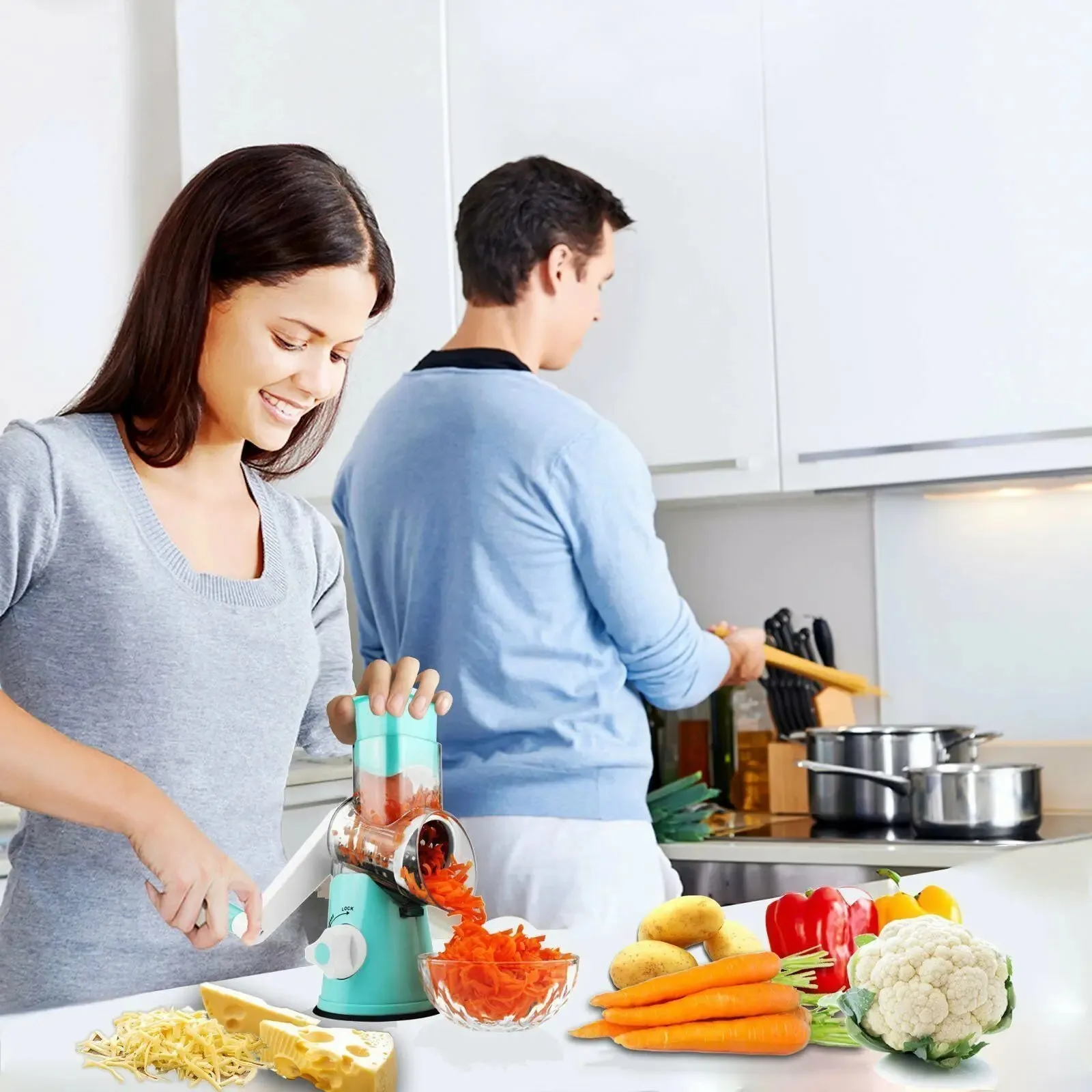 Rotary Vegetable Slicer Carrot Spiralizer Salad Cutter
