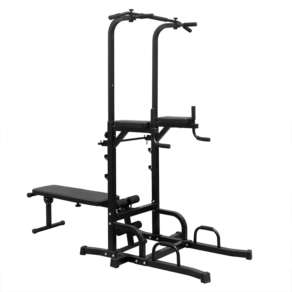 Garvee JAYKTIMO Multifunction Power Tower with Bench Pull Up Bar Dip Station for Home Gym Squat Rack Adjustable Workout Strength Training Home Fitness Equipment 440LB