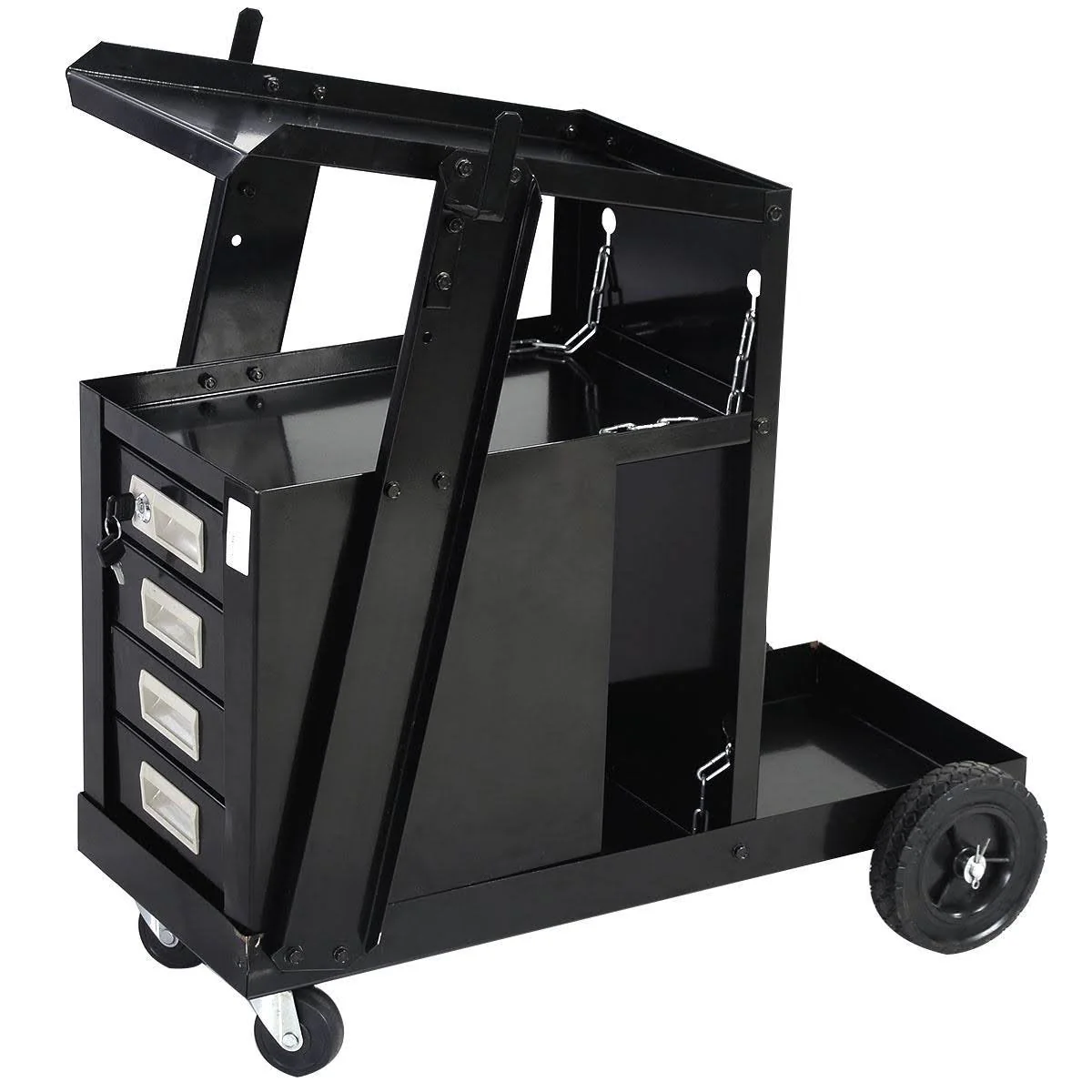 Costway 4 Drawer Cabinet Welding Welder Cart Plasma Cutter Tank Storage MIG TIG Arc - Black
